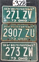 3 1973 Ohio Seat Belts Fastened? License Plates