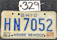 Ohio House Vehicle Motor Home License Plate 1985