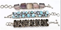 Sterling Silver & Semi-Precious Stone Bracelets