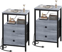 GGWEW 2pc Nightstand Set, Grey Oak