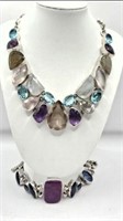 Sterling & Semi-Precious Stone Necklace & Bracelet