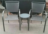 2 PC Metal Patio Chairs With Folding Round