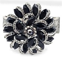 OPC CN Black & Rhinestone Flower Bracelet