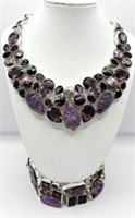 Sterling & Semi-Precious Stone Necklace & Bracelet