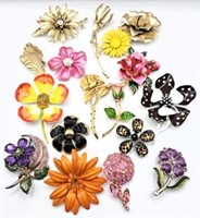 Flower Brooches- Vintage, Enameled & More