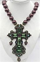 Heidi Daus Necklace with Large Cross Pendant