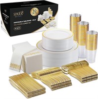 SEALED-SparkSettings 349pc Gold Dinnerware Set