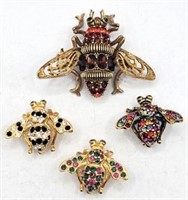 Joan Rivers Bee Brooches with Rhinestones