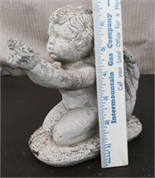 Concrete Cherub w/ Bird Statue