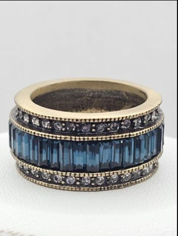 Heidi Daus Ring with Blue & Clear Stones