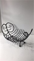 Vintage Wrought Iron Skeleton Fish Basket U14C