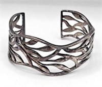 Sterling Silver Reticulated Cuff Bracelet