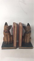 Handmade Wood Painted Cat Bookends Thailand  U14A