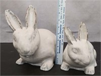 2 Glazed Pottery Rabbit Statues