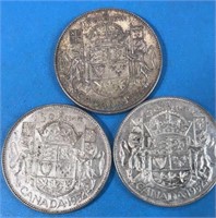 1950 & 2x 1952 Half Dollars