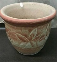 6 1/4" Glazed Flower Pot Planter With Flower