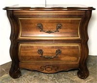 Wooden Two Drawer Nightstand with Curved Legs