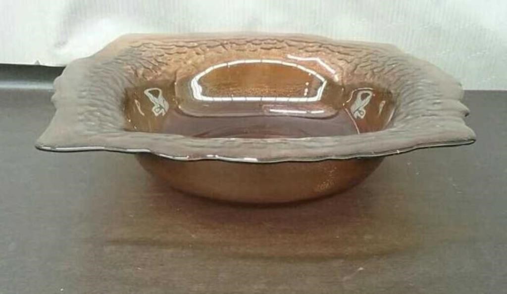 Large Glass Pebbled Rim Bowl, Approx. 17" Wide