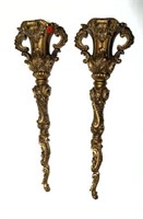 Pair of Gilt Ornate Wall Sconce Vases