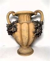 Ceramic Double Handled Vase with Grape Motif