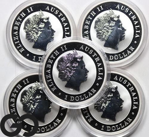 5-coin Lot, 1oz Silver, 2016 Australian Koala