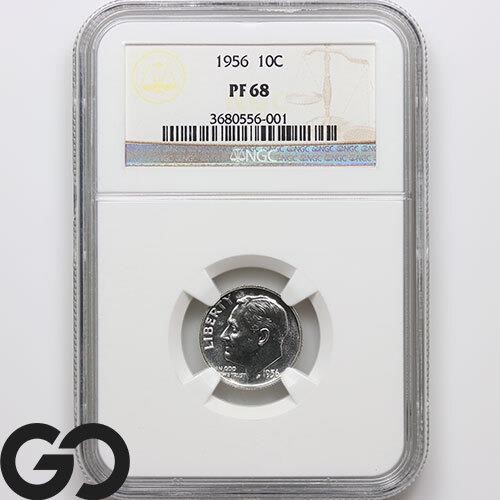 1956 Roosevelt Dime PROOF, NGC PF68 Guide: 40