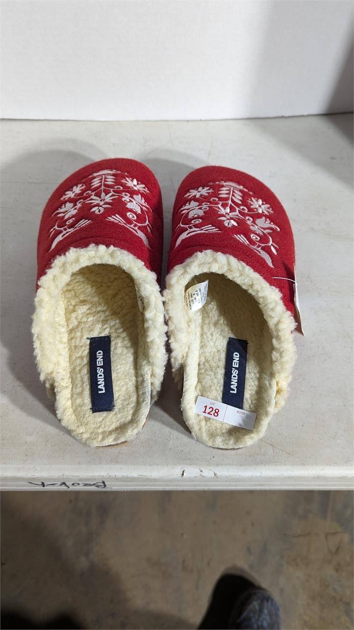 Land's End Women's Red Slippers, Size 8