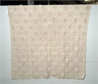 Knit Coverlet with Raised Floral Design