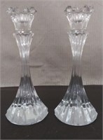 Pair Mikasa Crystal Candle Sticks Approx 10"