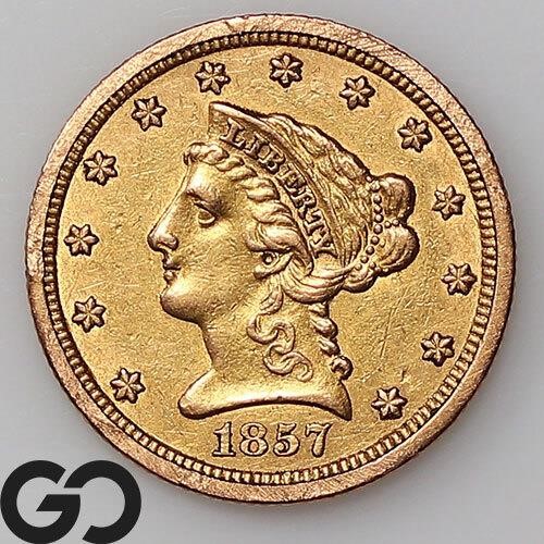 1857-S $2.5 Gold Liberty, Jewelry, AU+ Bid: 1,000