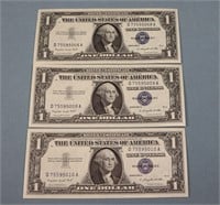 (3) Uncirculated Sequential Silver Certificates