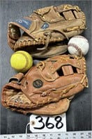 2 Baseball Gloves & Balls Jim Palmer
