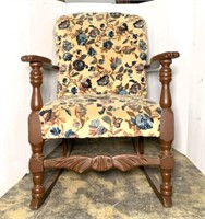 Vintage Rocking Chair with Upholstered Seat