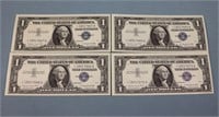 (4) Unc. $1 Silver Certificates, 1957A
