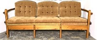 Vintage Heavy Pine Sofa with Tufted Cushions