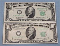 (2) 1950-A $10 Federal Reserve Notes