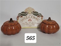 Pumpkin Jars and Sign