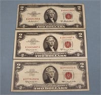 (3) $2 US Notes
