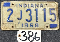 1968 Indiana License Plate