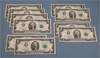 (10) $2 Federal Reserve Notes