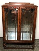 Antique Oak Art Deco Display Cabinet