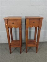 2x The Bid Pier One Wood Plant Stands With Drawer