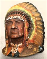 Chalkware Native American Chief Wall Plaque