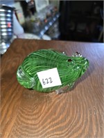 Green Glass Frog Paper Weight