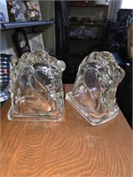 Pair of Glass Horse Bookends