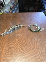 Lot of 2 Glass Animal Paper Weights