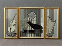 Three Piece Vintage Mirror Art Deco Clock Art