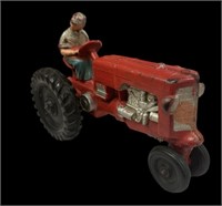 Vintage Red Rubber Auburn Farm Tractor