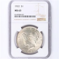 1922 Peace Dollar NGC MS63