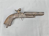 Antique Double Barrel Flint Lock Pistol
